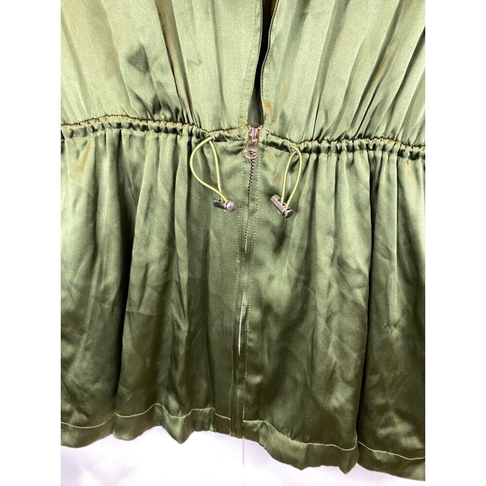 Cami NYC Utility Jacket Green Silk Collared 100% Silk Cinched Waist Size Small - Picture 3 of 8